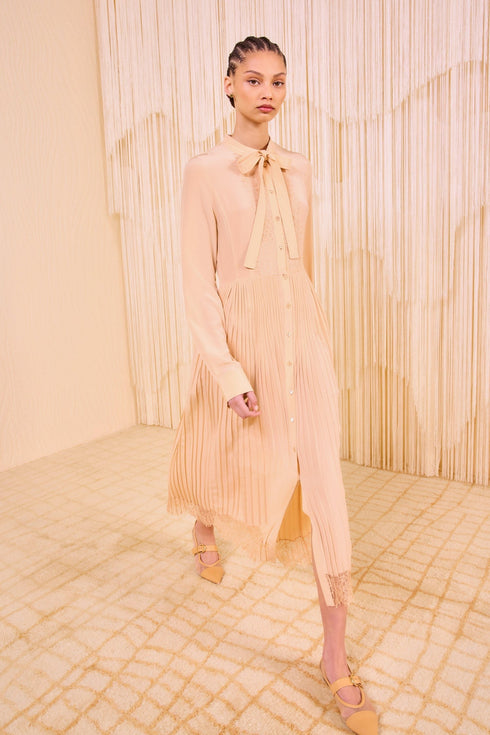 ULLA JOHNSON AVIANA PLEATED SHIRT DRESS